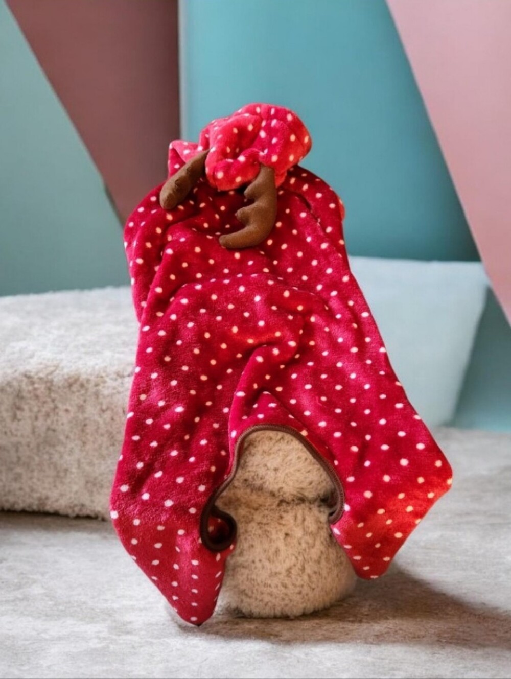 Pet Red Polka Dot Reindeer Pajama Onesie■ Final Price